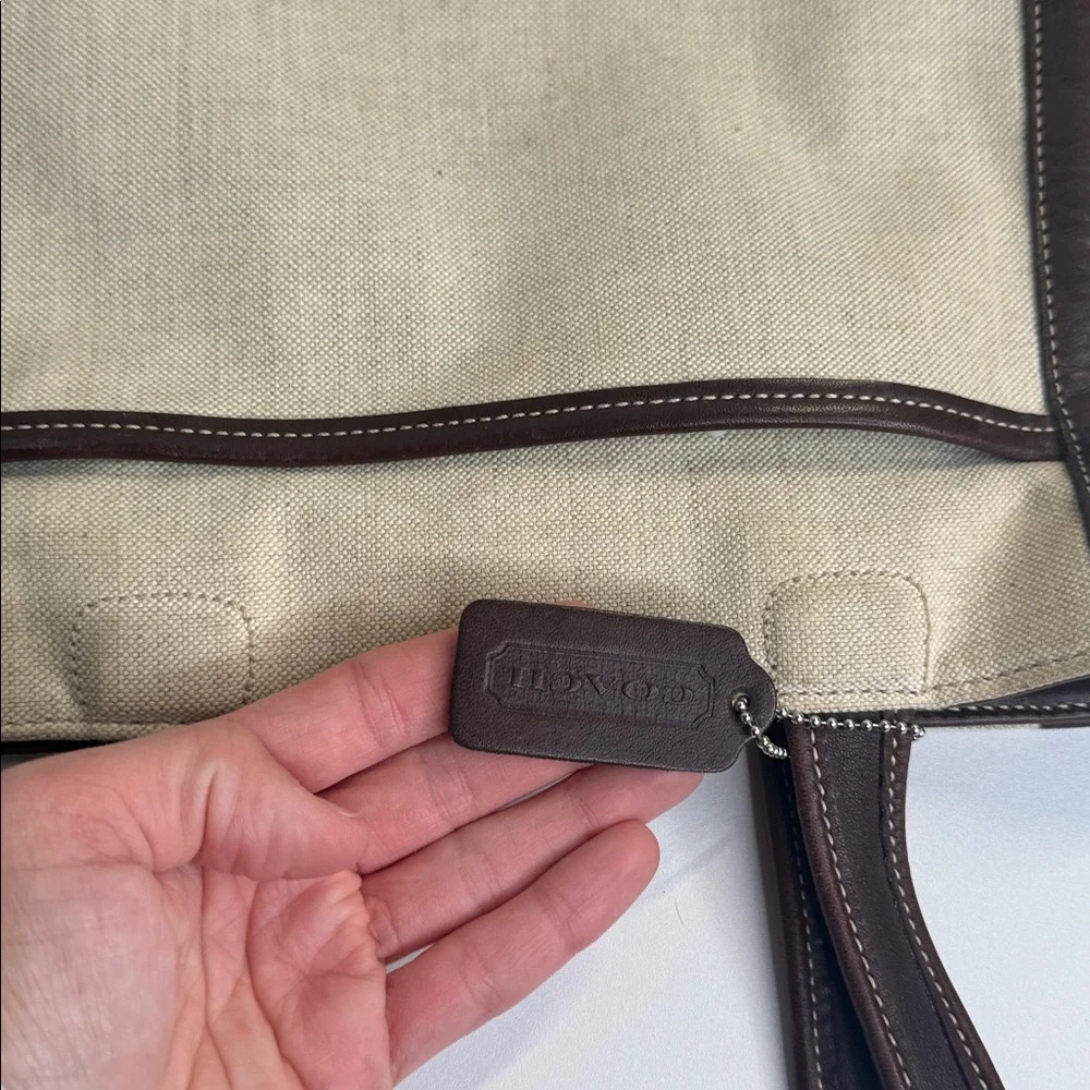 Coach 6122 vintage Bleecker Satchel linen canvas and brown leather tote bag - Picture 12 of 12